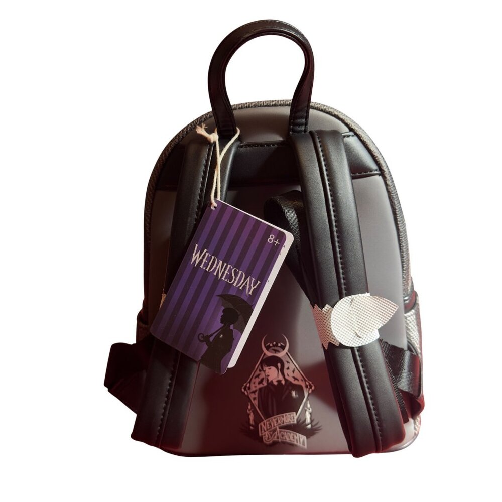 Wednesday Addams Loungefly Mini Backpack Nevermore Academy Striped Suit Design - Picture 5 of 7